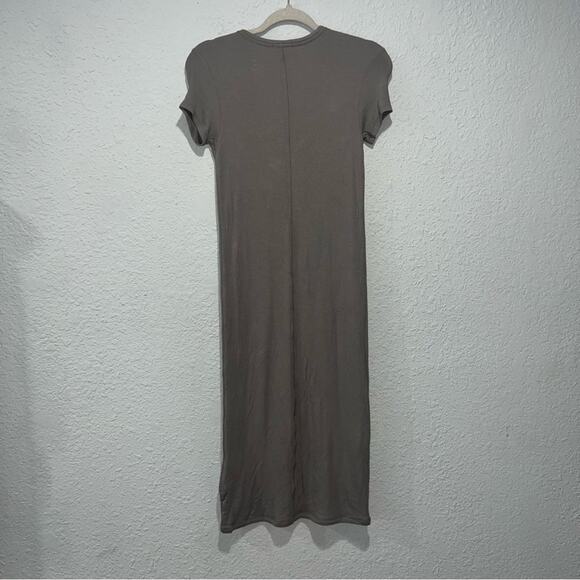 ATM Womens Stretch Short Sleeve Modal Ribbed Midi Dress Size Small - Picture 3 of 7